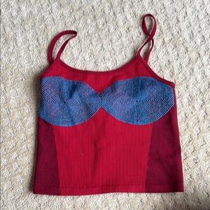 Zara Red and Blue Crop Bustier Camisole